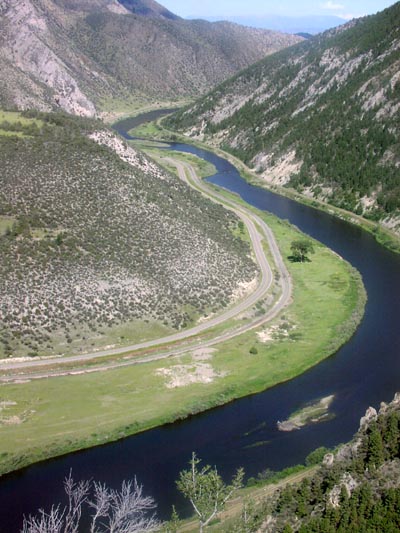 Canyon Corner aerial view, Jefferson River, MT.